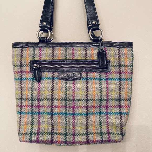 Coach Wool Plaid Shoulder Bag - Picture 1 of 9